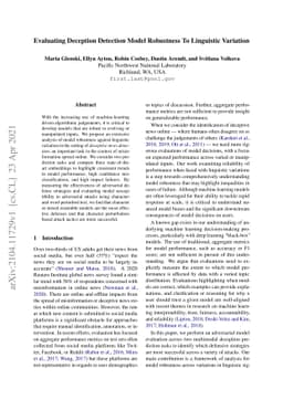 Evaluating Deception Detection Model Robustness To Linguistic Variation