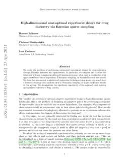High-dimensional near-optimal experiment design for drug discovery via
  Bayesian sparse sampling