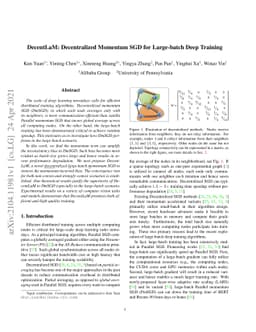 DecentLaM: Decentralized Momentum SGD for Large-batch Deep Training