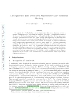 A Subquadratic-Time Distributed Algorithm for Exact Maximum Matching