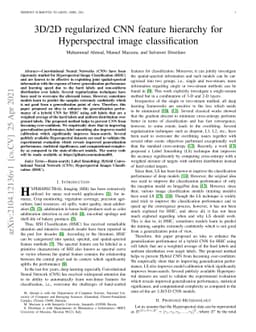 3D/2D regularized CNN feature hierarchy for Hyperspectral image
  classification