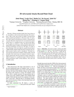 3D Adversarial Attacks Beyond Point Cloud
