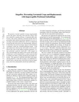 StegaPos: Preventing Unwanted Crops and Replacements with Imperceptible
  Positional Embeddings
