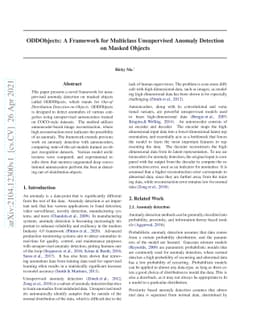 ODDObjects: A Framework for Multiclass Unsupervised Anomaly Detection on
  Masked Objects