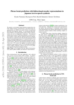 Phrase break prediction with bidirectional encoder representations in
  Japanese text-to-speech synthesis