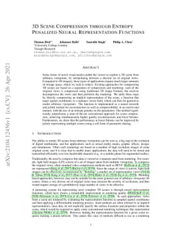 3D Scene Compression through Entropy Penalized Neural Representation
  Functions
