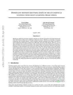 Dominant motion identification of multi-particle system using deep
  learning from video