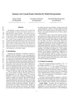 Instance-wise Causal Feature Selection for Model Interpretation