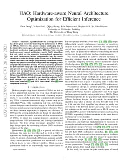 HAO: Hardware-aware neural Architecture Optimization for Efficient
  Inference
