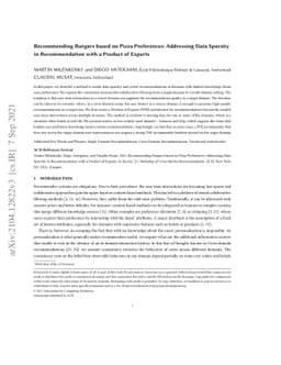 Recommending Burgers based on Pizza Preferences: Addressing Data
  Sparsity with a Product of Experts