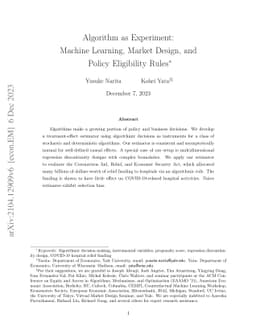 Algorithm as Experiment: Machine Learning, Market Design, and Policy
  Eligibility Rules