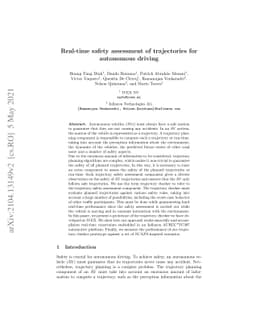 Real-time safety assessment of trajectories for autonomous driving