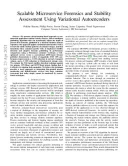 Scalable Microservice Forensics and Stability Assessment Using
  Variational Autoencoders