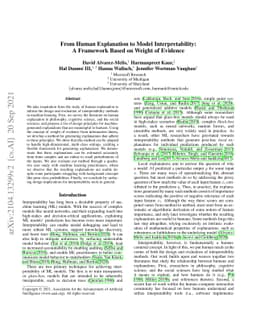 From Human Explanation to Model Interpretability: A Framework Based on
  Weight of Evidence