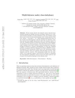 Multi-fairness under class-imbalance
