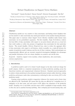 Robust Classification via Support Vector Machines