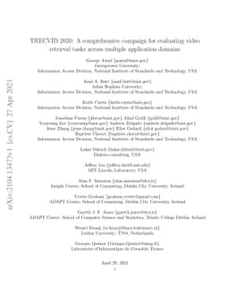 TRECVID 2020: A comprehensive campaign for evaluating video retrieval
  tasks across multiple application domains