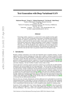 Text Generation with Deep Variational GAN