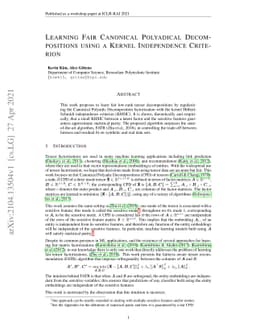 Learning Fair Canonical Polyadical Decompositions using a Kernel
  Independence Criterion