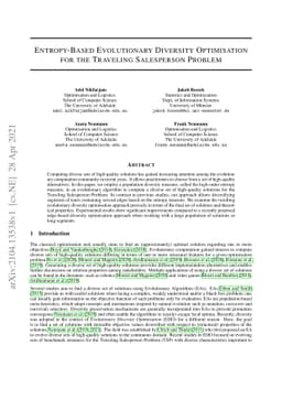Entropy-Based Evolutionary Diversity Optimisation for the Traveling
  Salesperson Problem