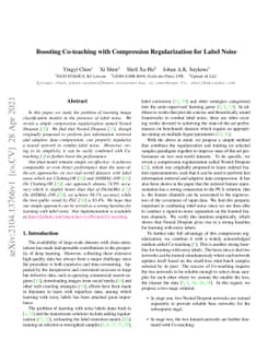 Boosting Co-teaching with Compression Regularization for Label Noise