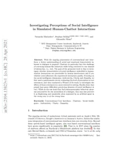 Investigating Perceptions of Social Intelligence in Simulated
  Human-Chatbot Interactions