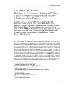 The EMPATHIC Project: Building an Expressive, Advanced Virtual Coach to
  Improve Independent Healthy-Life-Years of the Elderly