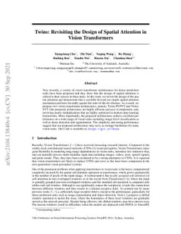 Twins: Revisiting the Design of Spatial Attention in Vision Transformers