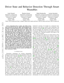Driver State and Behavior Detection Through Smart Wearables