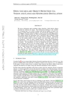 Open-vocabulary Object Detection via Vision and Language Knowledge
  Distillation