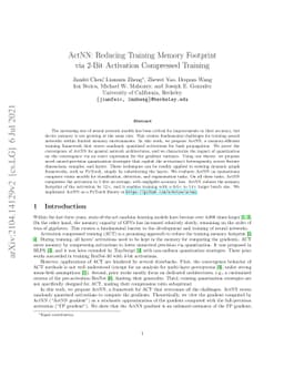 ActNN: Reducing Training Memory Footprint via 2-Bit Activation
  Compressed Training