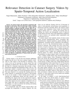 Relevance Detection in Cataract Surgery Videos by Spatio-Temporal Action
  Localization