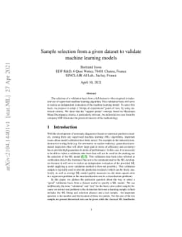 Sample selection from a given dataset to validate machine learning
  models