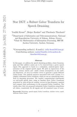 Star DGT: a Robust Gabor Transform for Speech Denoising