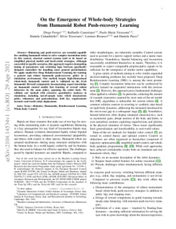 On the Emergence of Whole-body Strategies from Humanoid Robot
  Push-recovery Learning