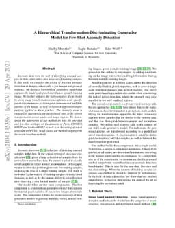 A Hierarchical Transformation-Discriminating Generative Model for Few
  Shot Anomaly Detection