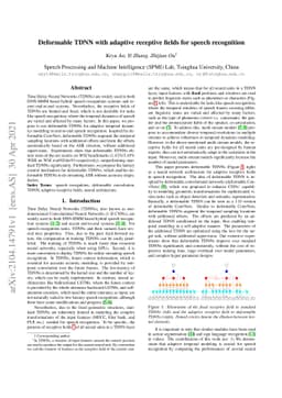 Deformable TDNN with adaptive receptive fields for speech recognition