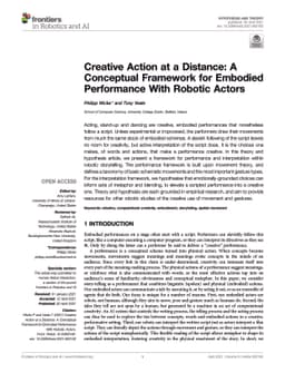 Creative Action at a Distance: A Conceptual Framework for Embodied
  Performance With Robotic Actors