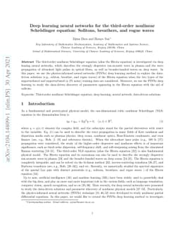 Deep learning neural networks for the third-order nonlinear Schrodinger
  equation: Solitons, breathers, and rogue waves
