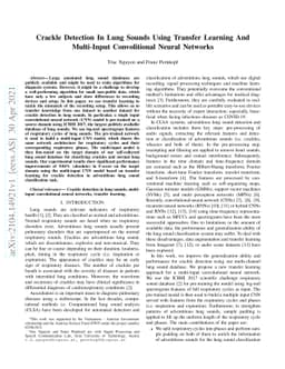 Crackle Detection In Lung Sounds Using Transfer Learning And Multi-Input
  Convolitional Neural Networks