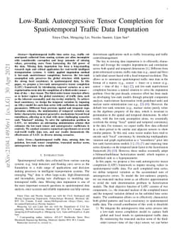 Low-Rank Autoregressive Tensor Completion for Spatiotemporal Traffic
  Data Imputation