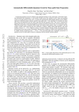 Automatically Differentiable Quantum Circuit for Many-qubit State
  Preparation