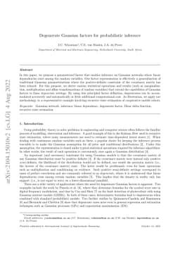 Degenerate Gaussian factors for probabilistic inference