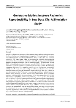 Generative Models Improve Radiomics Reproducibility in Low Dose CTs: A
  Simulation Study