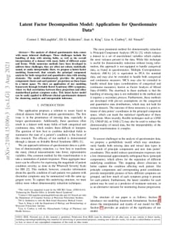 Latent Factor Decomposition Model: Applications for Questionnaire Data