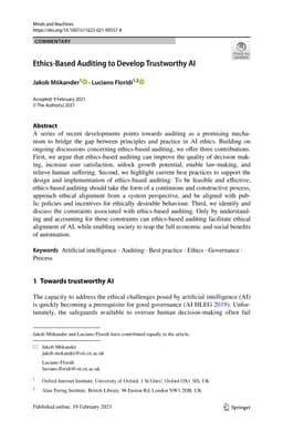 Ethics-Based Auditing to Develop Trustworthy AI