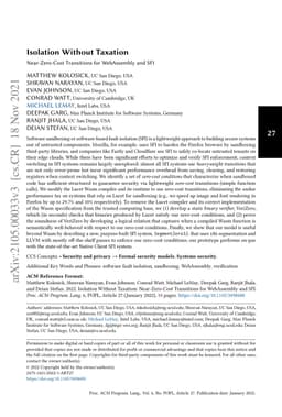 Isolation Without Taxation: Near Zero Cost Transitions for SFI