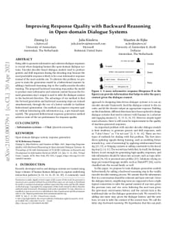 Improving Response Quality with Backward Reasoning in Open-domain
  Dialogue Systems