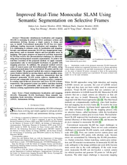 Improved Real-Time Monocular SLAM Using Semantic Segmentation on
  Selective Frames