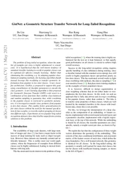 GistNet: a Geometric Structure Transfer Network for Long-Tailed
  Recognition